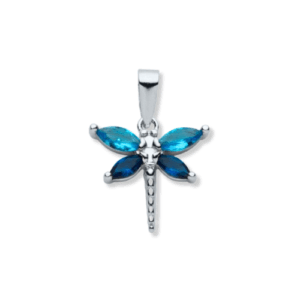 SILVER BLUE CZ DRAGON FLY PENDANT